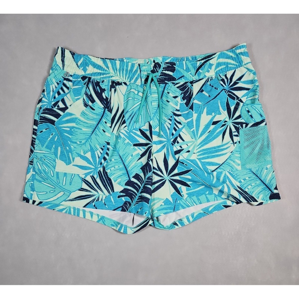 Columbia PFG‎ Womens Blue Tropical Print High Rise 5" Shorts Size XL